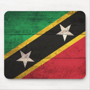 Alfombrilla De Ratón Vieja Wooden St Kitts / Bandera de Nevis