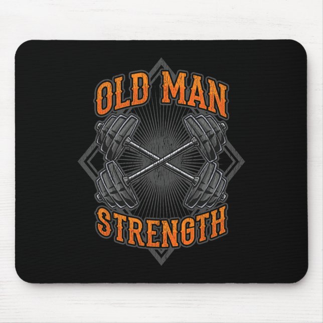 Alfombrilla De Ratón Viejo Hombre Fortaleza Gimnasio Muscular Formación (Frente)
