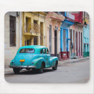 Alfombrilla De Ratón Viejos autos en las calles de La Habana