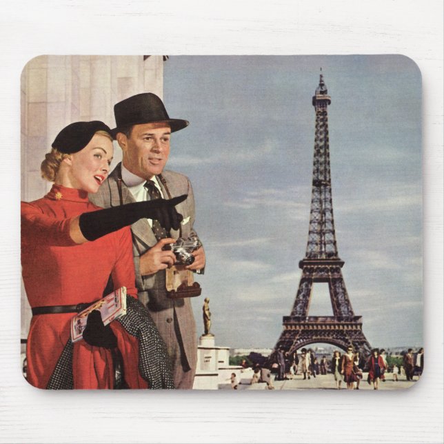 Alfombrilla De Ratón Viejos turistas viajando por la Torre Eiffel de Pa (Frente)