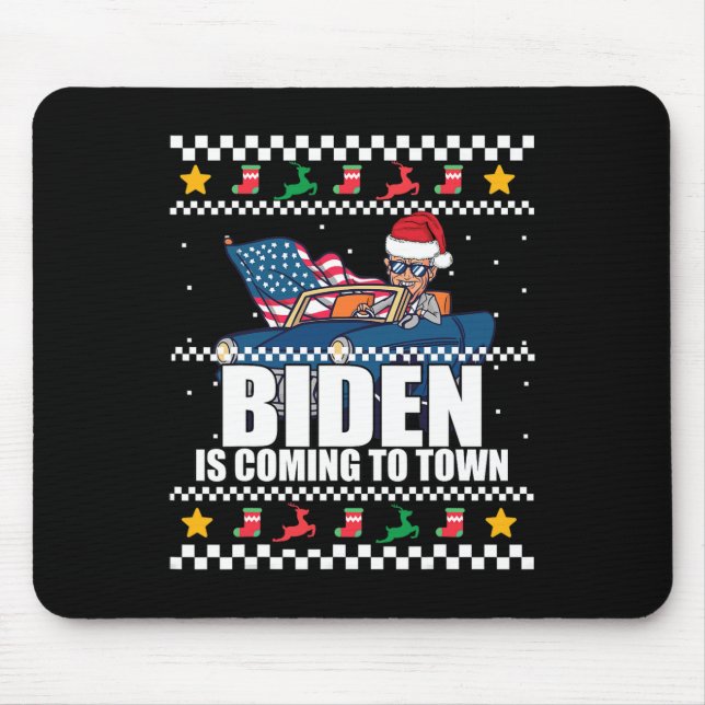 Alfombrilla De Ratón Viene a la ciudad Navidades feos, meme de suéter (Frente)