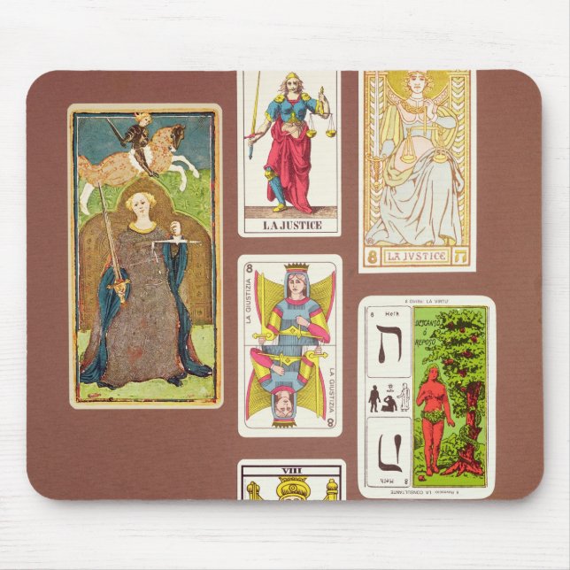 Alfombrilla De Ratón VIII justicia, siete cartas de tarot (Frente)