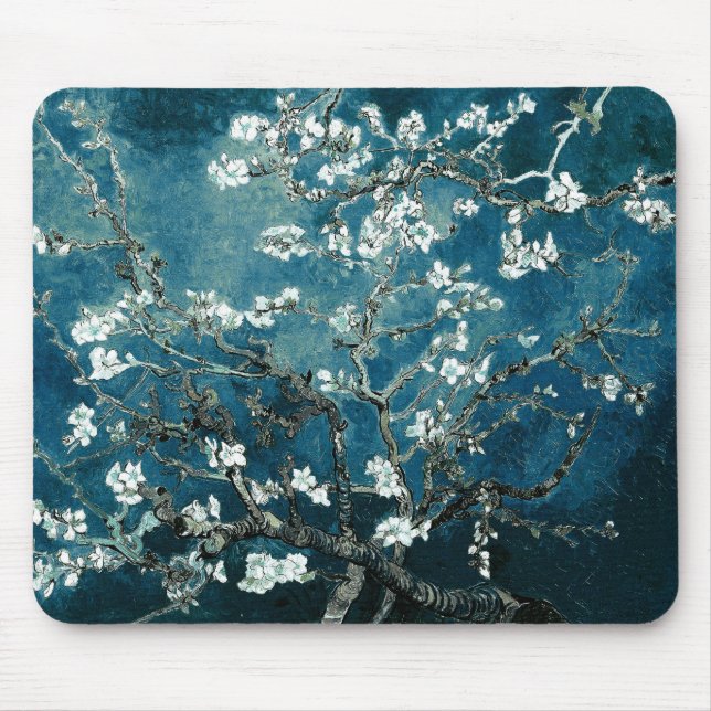 Alfombrilla De Ratón Vincent Van Gogh Almond Blossoms Oscuro Verde azul (Frente)