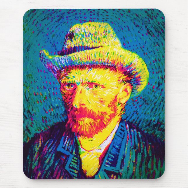 Alfombrilla De Ratón Vincent Van Gogh - autorretrato de arte pop con Go (Frente)