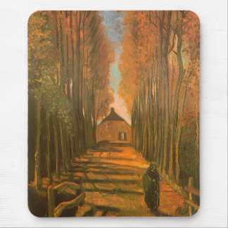 Alfombrilla De Ratón Vincent van Gogh - Avenida de Álamos en Otoño
