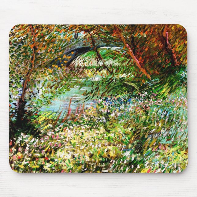 Alfombrilla De Ratón Vincent Van Gogh - Bancos del Sena en primavera (Frente)