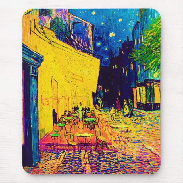 Alfombrilla De Ratón Vincent Van Gogh - Cafetería Con Arte Pop De Noche (Frente)