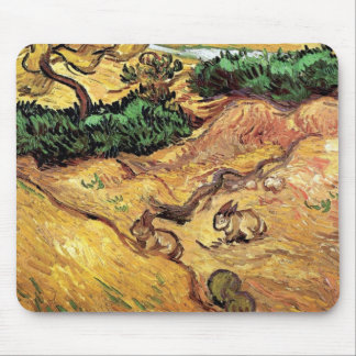 Alfombrilla De Ratón Vincent Van Gogh - Campo con dos conejos Arte fino