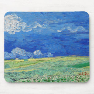 Alfombrilla De Ratón Vincent van Gogh - Campos de trigo bajo nubes de t