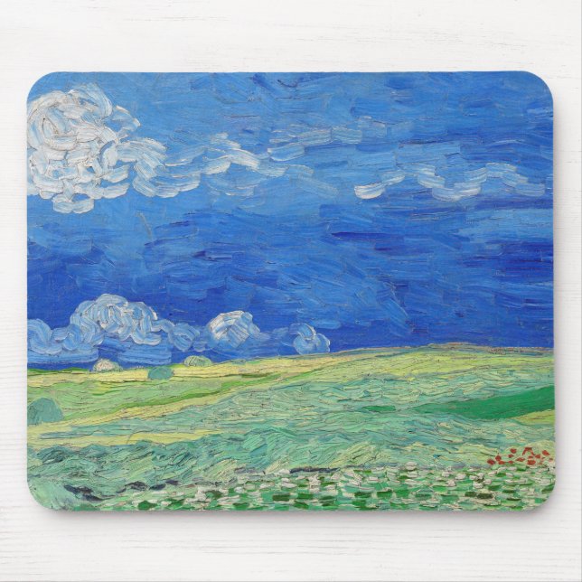 Alfombrilla De Ratón Vincent van Gogh - Campos de trituración bajo las  (Frente)