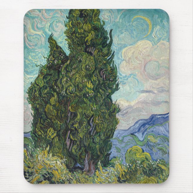 Alfombrilla De Ratón Vincent van Gogh - Cypresses (Frente)