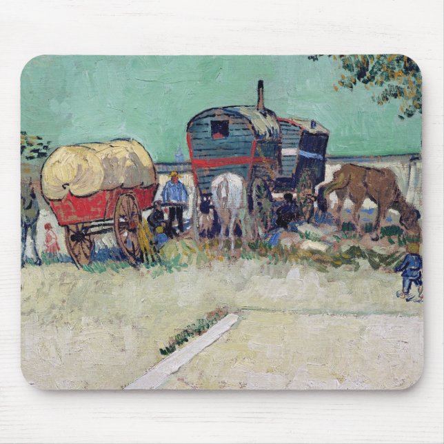 Alfombrilla De Ratón Vincent van Gogh el | las caravanas, acampamento (Frente)