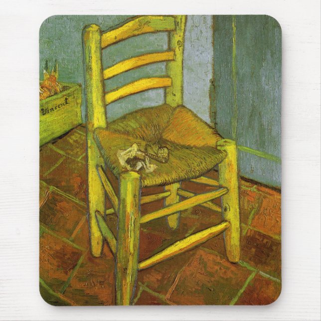 Alfombrilla De Ratón Vincent van Gogh - La silla de Vincent con su pipa (Frente)