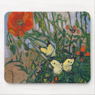 Alfombrilla De Ratón Vincent van Gogh - Mariposas y Amapolas