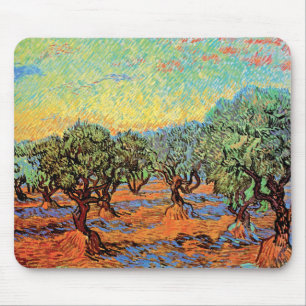 Alfombrilla De Ratón Vincent Van Gogh - Olivar con cielo anaranjado
