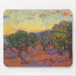 Alfombrilla De Ratón Vincent van Gogh - Olive Grove, Naranja Sky