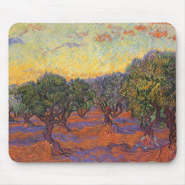 Alfombrilla De Ratón Vincent van Gogh - Olive Grove, Naranja Sky (Frente)
