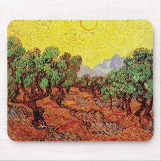 Alfombrilla De Ratón Vincent Van Gogh - Olivos con cielo amarillo
