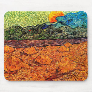 Alfombrilla De Ratón Vincent Van Gogh - Paisaje vespertino con luna cre