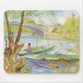 Alfombrilla De Ratón Vincent van Gogh Pescando en primavera, Pont de Cl