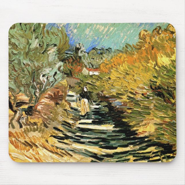 Alfombrilla De Ratón Vincent van Gogh Road en Saint-Remy, figura femeni (Frente)