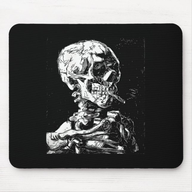 Alfombrilla De Ratón Vincent Van Gogh Skull Con Cigarette Skeleton Hal (Frente)