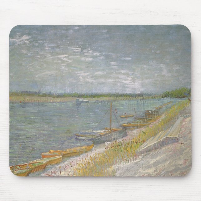 Alfombrilla De Ratón Vincent van Gogh - Vista de un río con barcos de r (Frente)