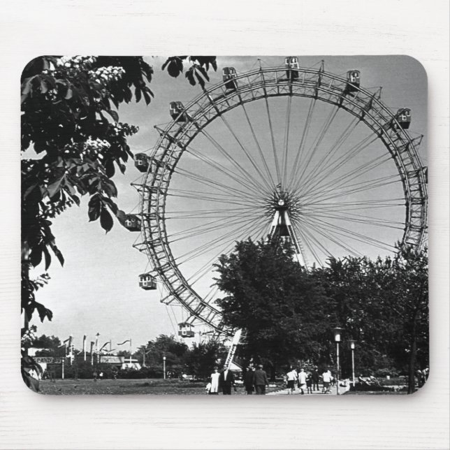 Alfombrilla De Ratón Viñeta Austria Viena Prater rueda gigante (Frente)