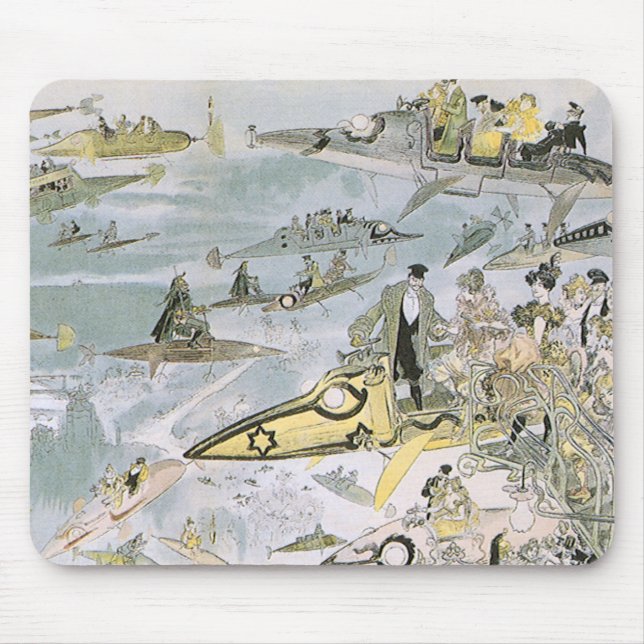 Alfombrilla De Ratón Viñeta Ciencia Ficción Carros Futuristas, taxis (Frente)