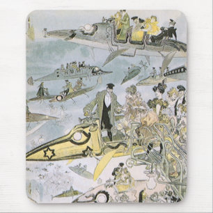 Alfombrilla De Ratón Viñeta Ciencia Ficción Carros Futuristas, taxis