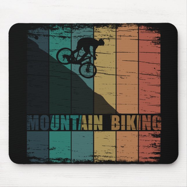 Alfombrilla De Ratón Viñeta de ciclismo de montaña (Frente)