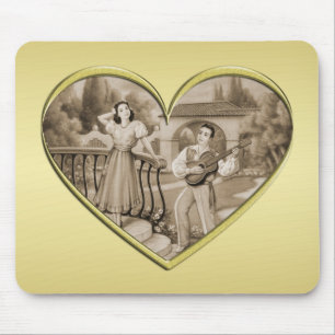 Alfombrilla De Ratón Viñeta Romance, hombre y mujer, oro