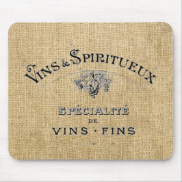 Alfombrilla De Ratón Vino francés en Burlap