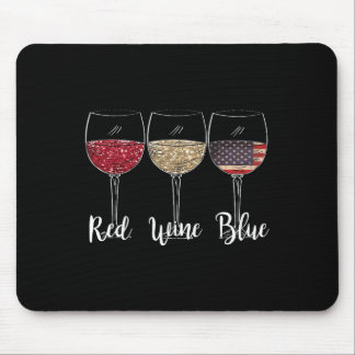 Alfombrilla De Ratón Vino Rojo Azul Gles De Vino Uu Bandera 4 De Julio 