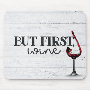 Alfombrilla De Ratón Vino Rojo Vertido En Madera