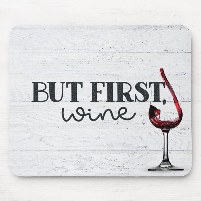 Alfombrilla De Ratón Vino Rojo Vertido En Madera (Frente)