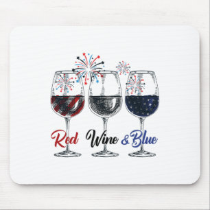 Alfombrilla De Ratón Vino Rojo Y Azul 4 De Julio Vino Rojo Azul Blanco