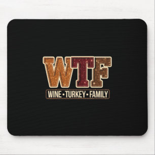 Alfombrilla De Ratón Vino Vino Pavo Familia Divertido Día de Acción de