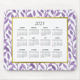 Alfombrilla De Ratón Vinos florales morados y dorados | Calendario 2021