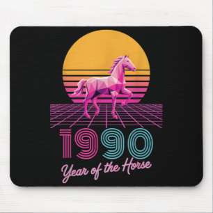 Alfombrilla De Ratón Vintage 1990 Año del Caballo Jinete Lunar CNY Zod
