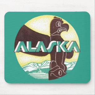 Alfombrilla De Ratón Vintage Alaska Viaje Totem Pole Eagle Bird