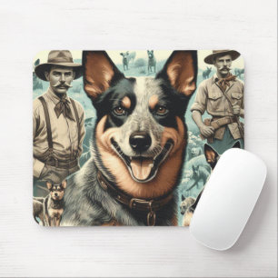 Alfombrilla De Ratón Vintage Australian Cattle Dog Ilustracion