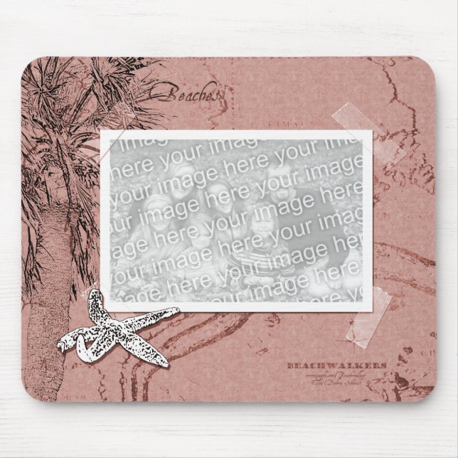 Alfombrilla De Ratón Vintage Beach Recuerdos Fotograma Mousepad (Frente)