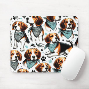 Alfombrilla De Ratón Vintage Beagle Puppy Seamless