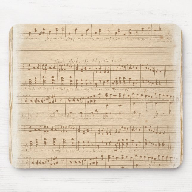 Alfombrilla De Ratón vintage beige music notes (Frente)