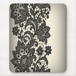 Alfombrilla De Ratón Vintage black Lace beige Paris Fashion