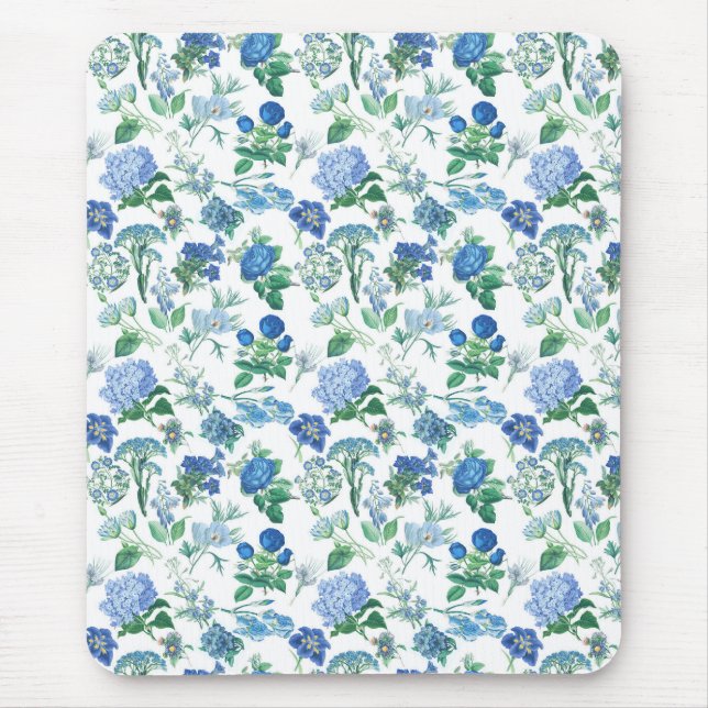 Alfombrilla De Ratón Vintage Blue Flowers Notebook (Frente)