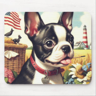 Alfombrilla De Ratón Vintage Boston Terrier Ilustracion