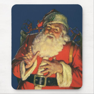 Alfombrilla De Ratón Vintage Christmas, Jolly Santa Claus con juguetes