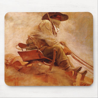 Alfombrilla De Ratón Vintage Cowboys, El Vagón del Mineral por NC Wyeth